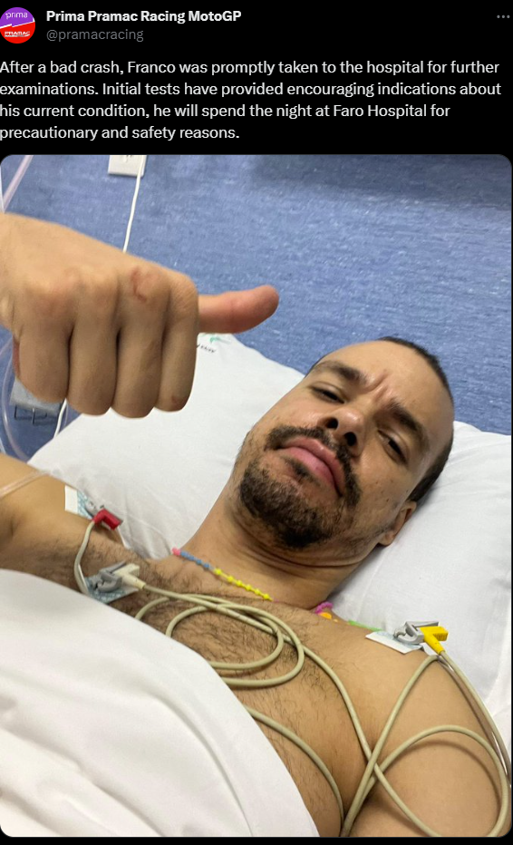 Franco Morbidelli undergoes hospital checks after Portimao training fall