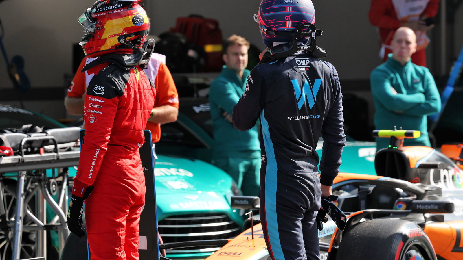 Carlos Sainz and Alex Albon in parc ferme