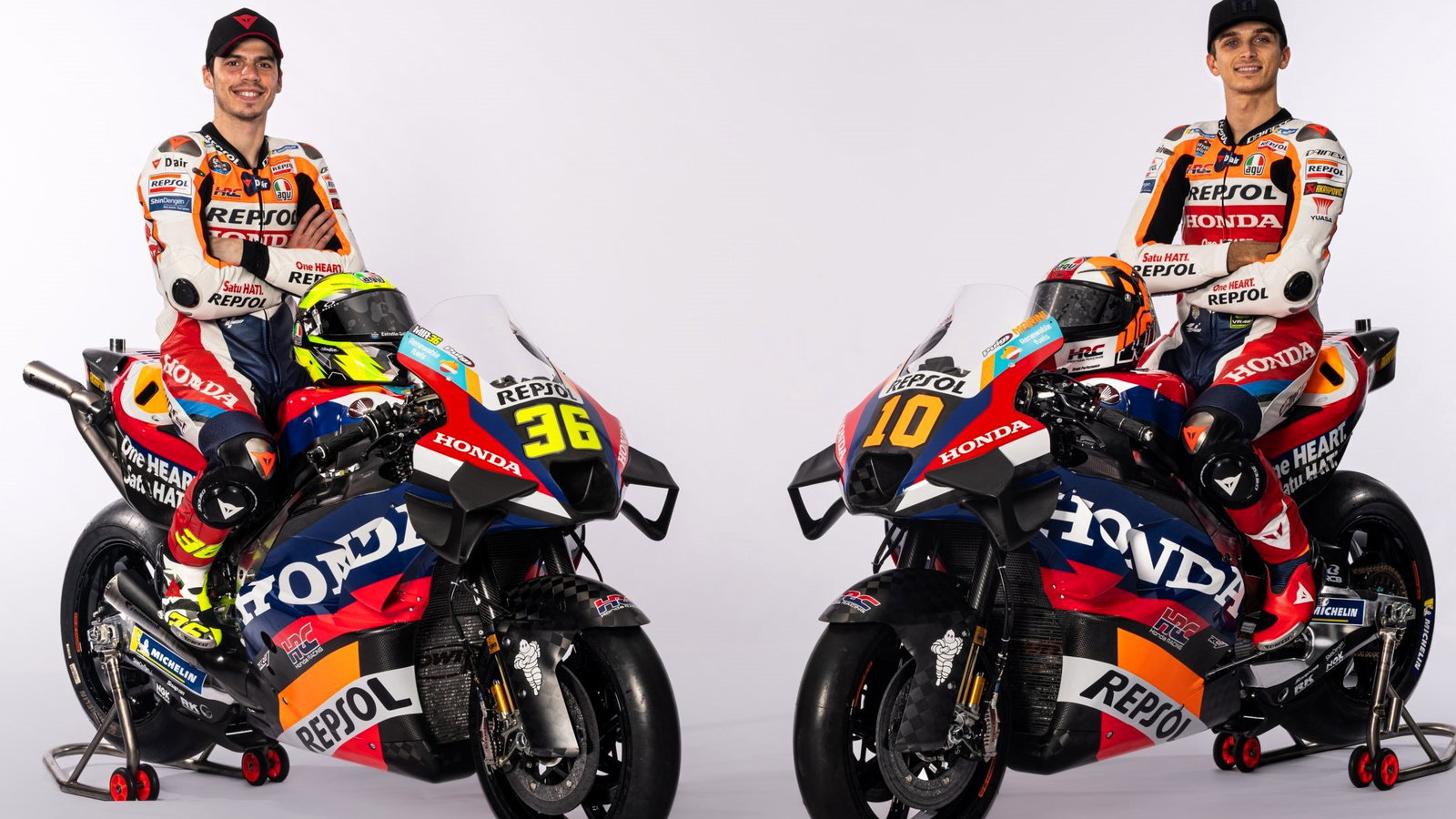 Joan Mir, Luca Marini, 2024 Repsol Honda livery.