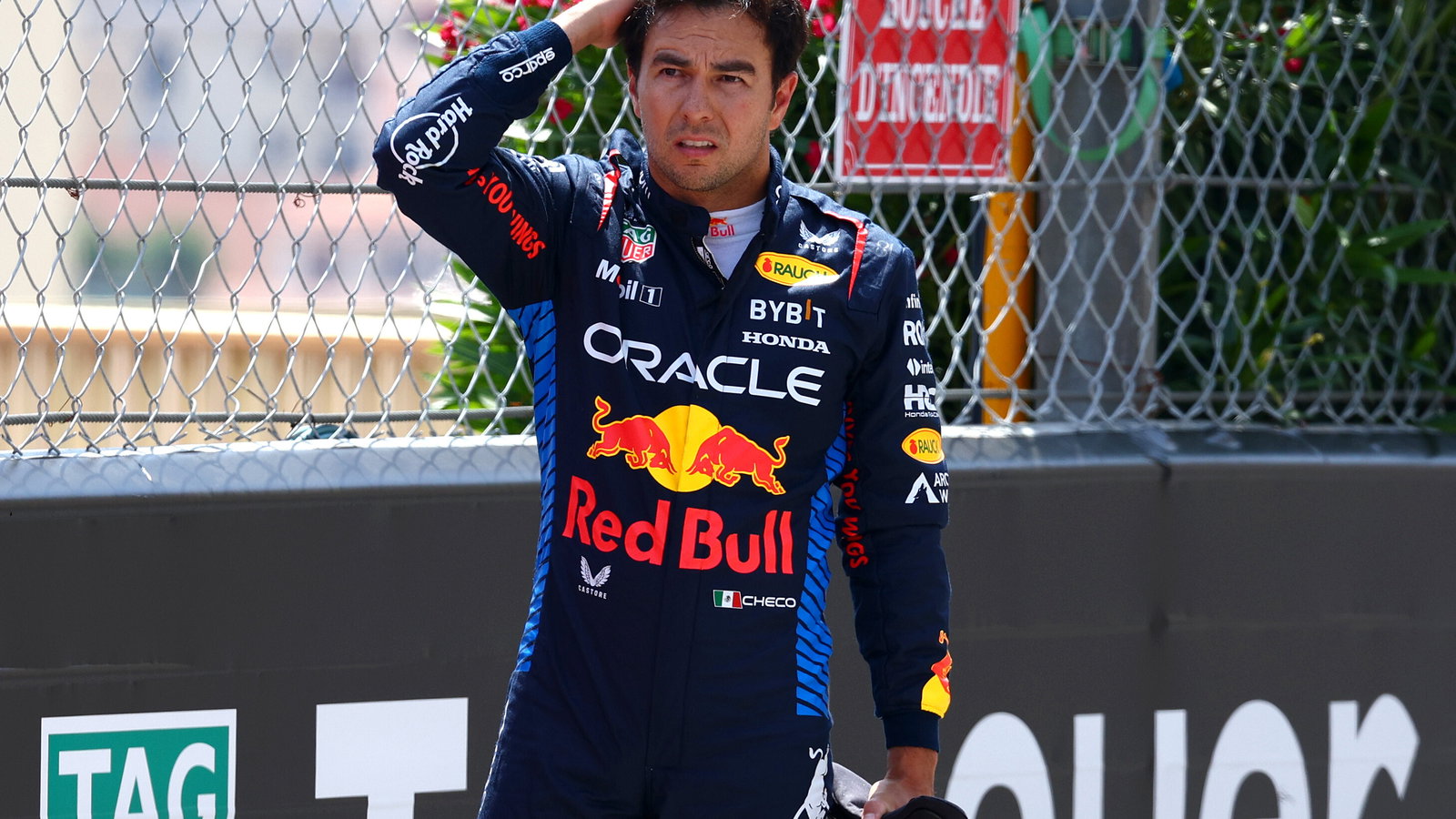 Sergio Perez was taken out on the first lap in Monaco 