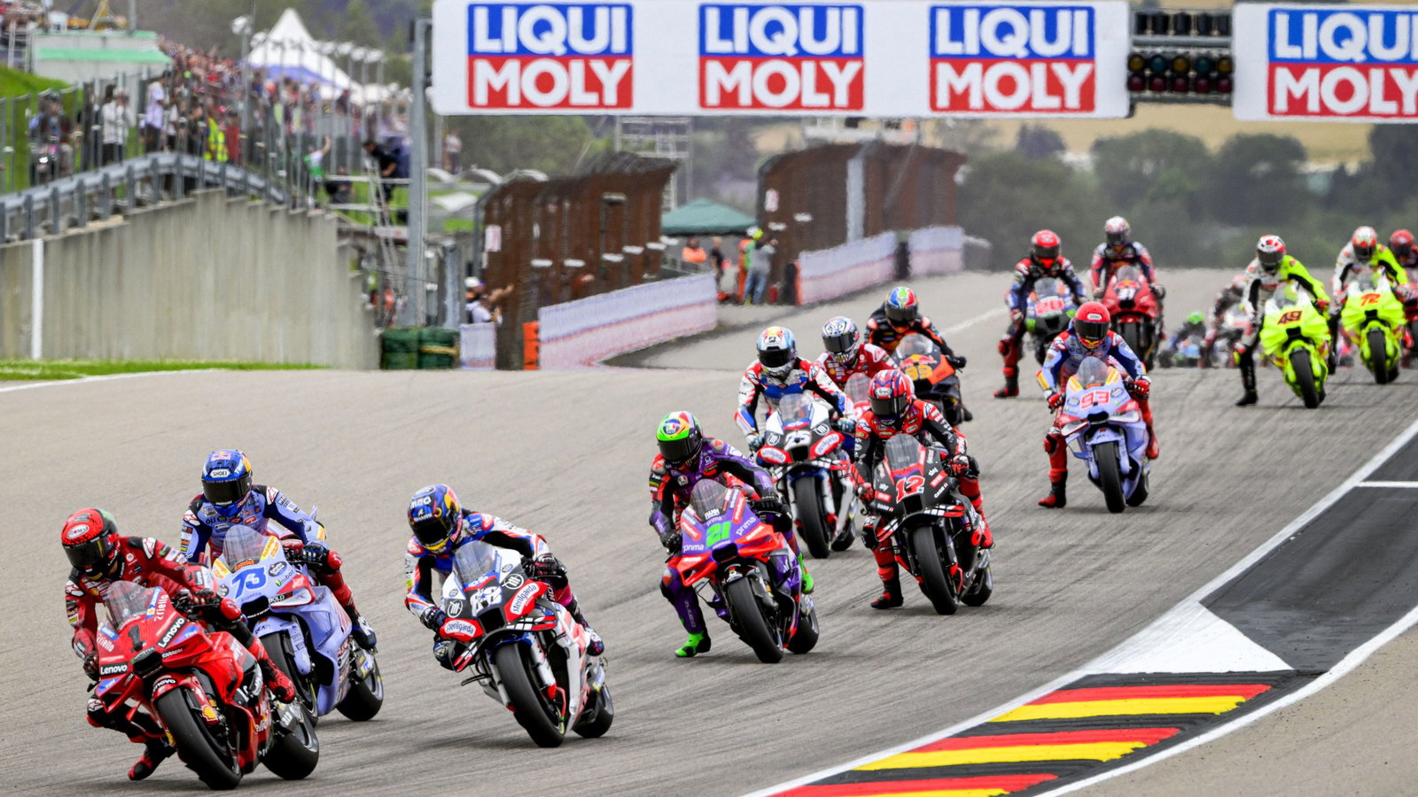 Francesco Bagnaia leads, Sachsenring 2024