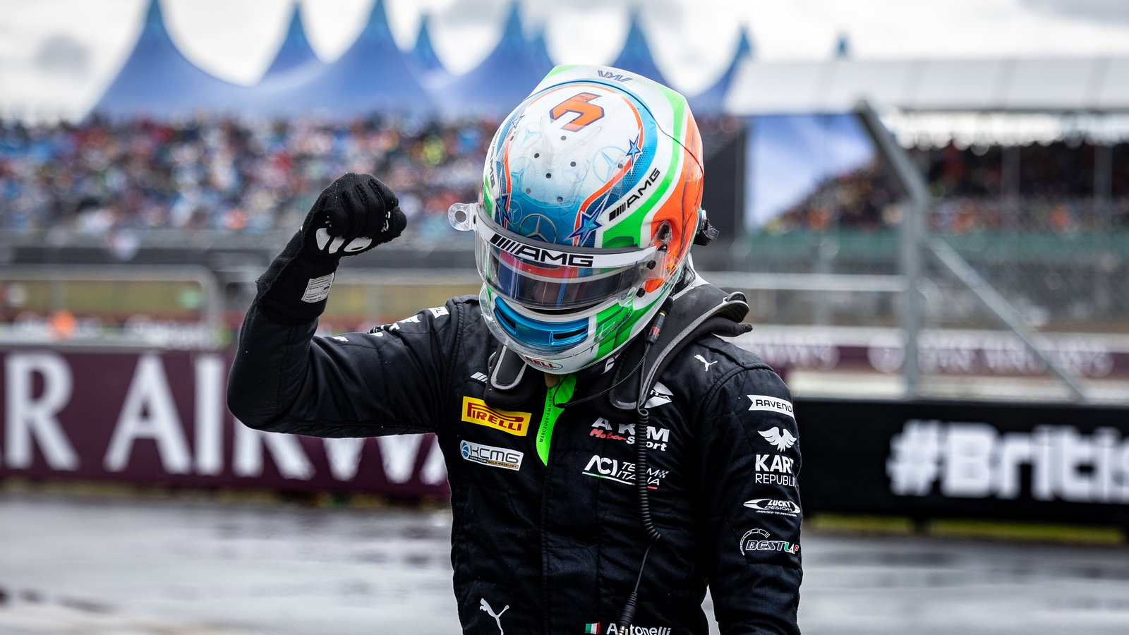 Kimi Antonelli celebrates his breakthrough F2 win at Silverstone