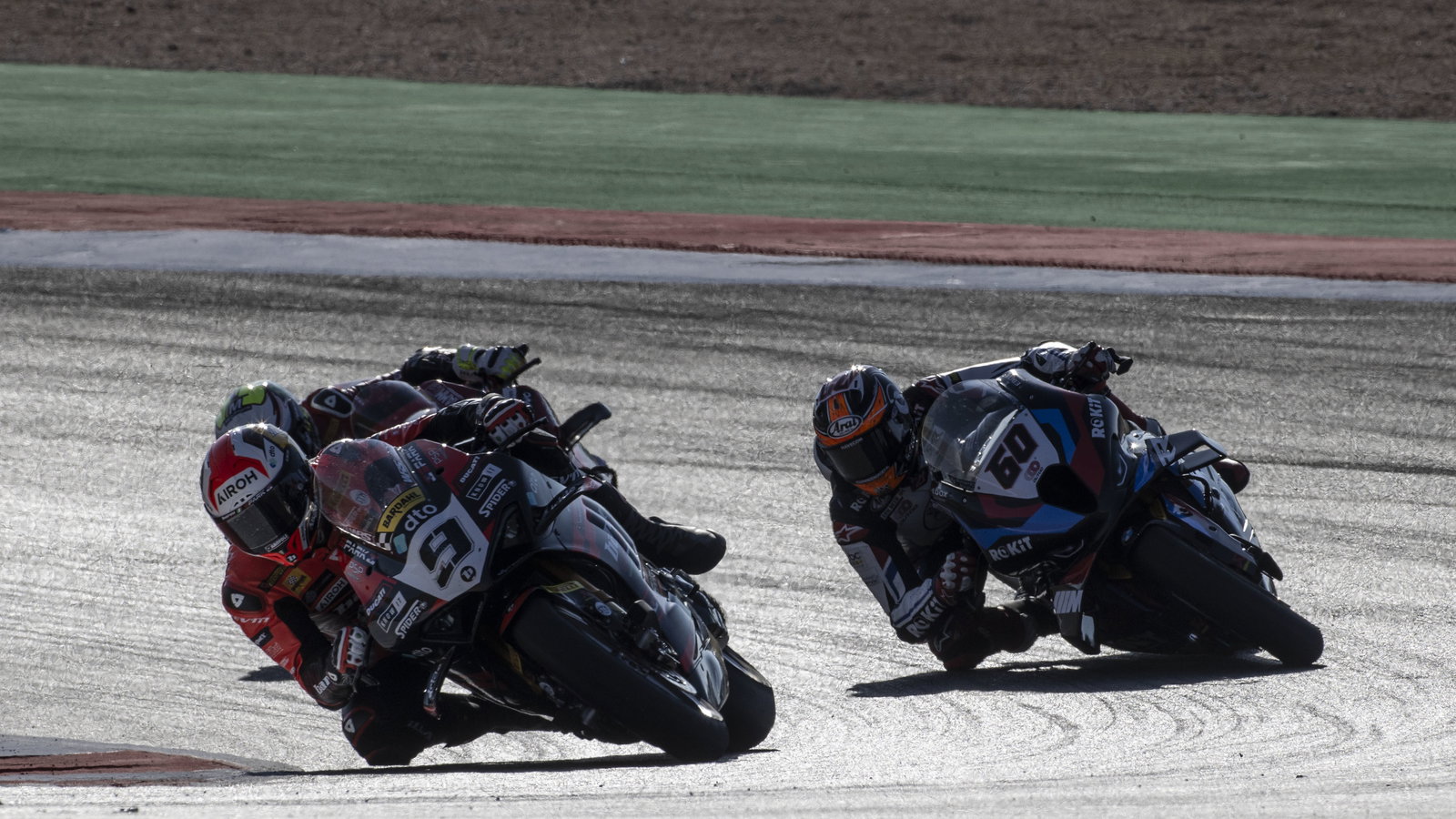 Danilo Petrrucci, Toprak Razgatlioglu, Alvaro Bautista, 2024 Portuguese WorldSBK. Credit: Gold and Goose.