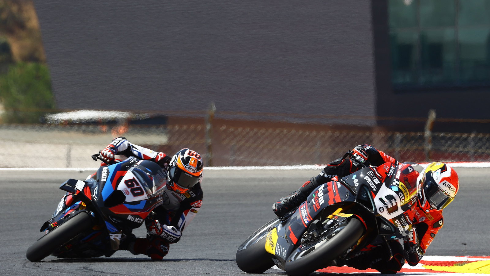 Danilo Petrucci, Michael van der Mark, 2024 Portuguese WorldSBK. - Gold and Goose.