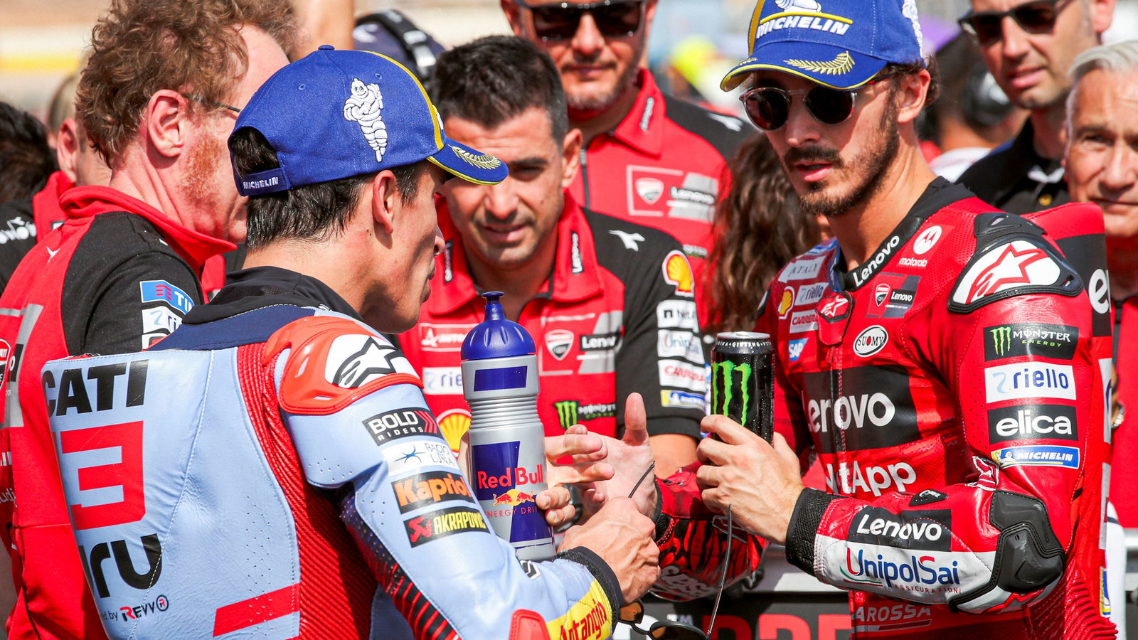 Marc Marquez, Francesco Bagnaia, 2024 Aragon MotoGP qualifying