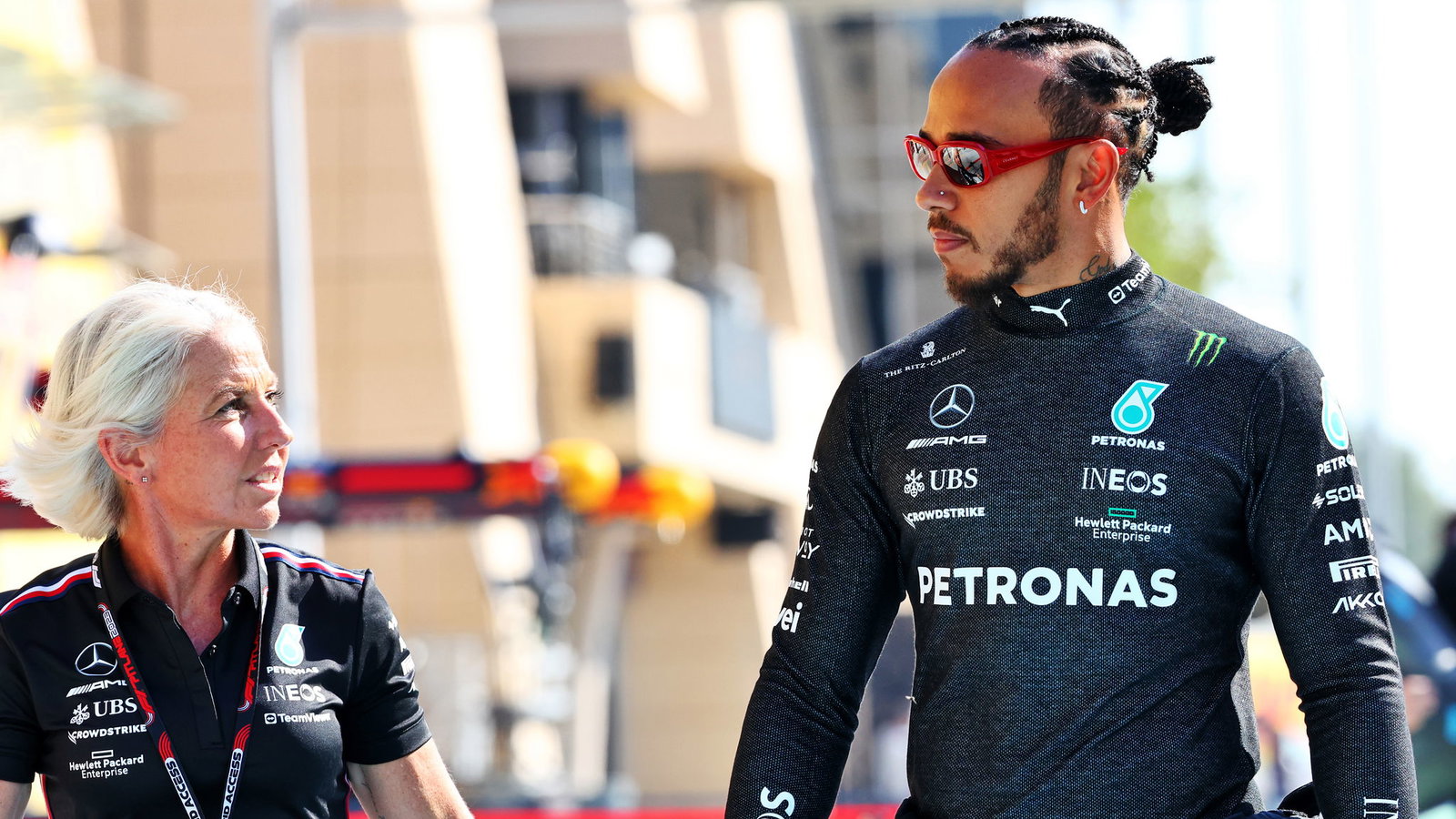 Angela Cullen with Lewis Hamilton