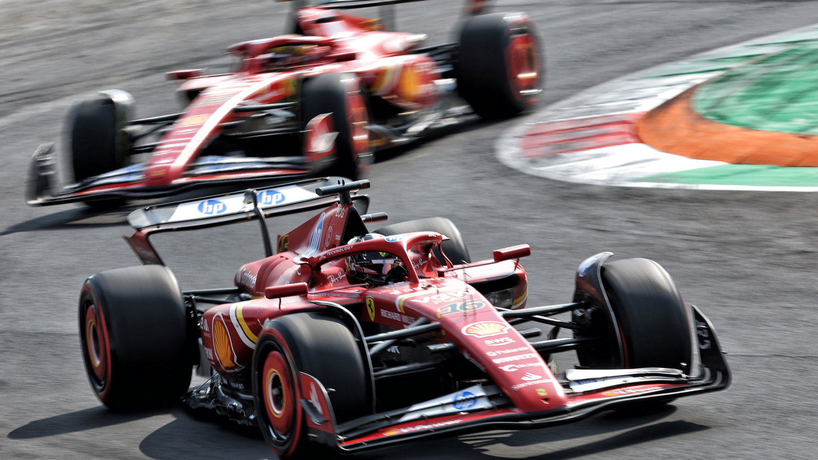 Ferraris on track at the Italian Grand Prix