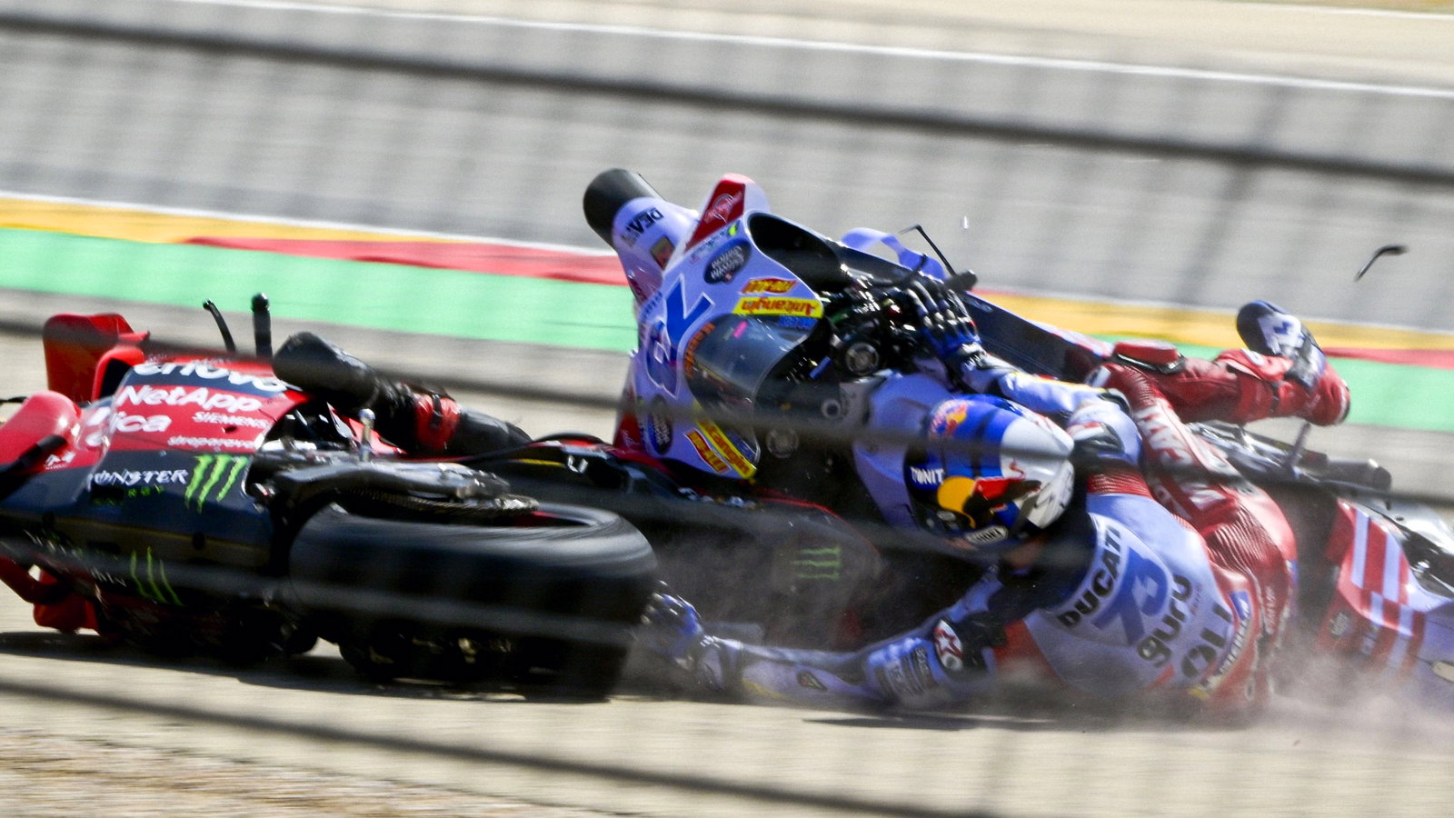 Alex Marquez, Francesco Bagnaia, crash, 2024 Aragon MotoGP