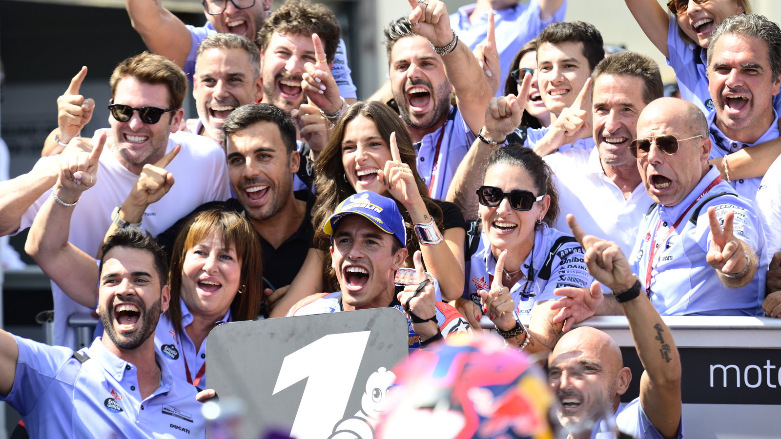 Gresini Racing celebrates Marc Marquez's Aragon GP win. Credit: Gold and Goose.