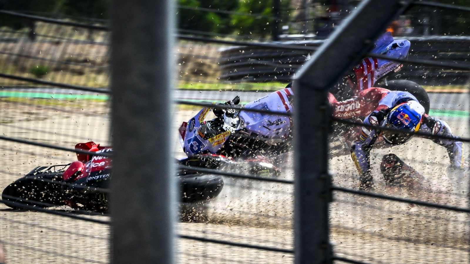 Francesco Bagnaia, Alex Marquez, crash, 2024 Aragon MotoGP
