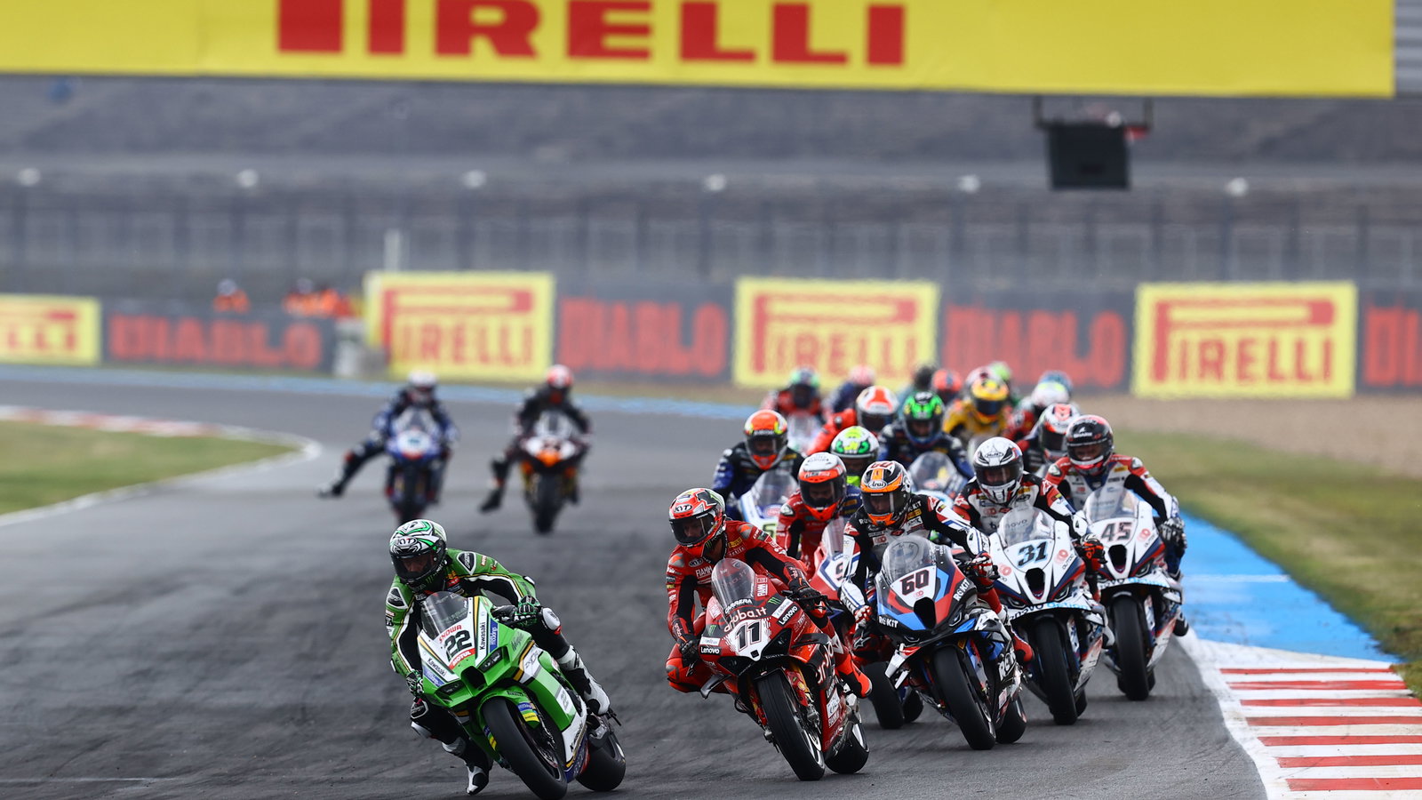 Alex Lowes, Nicolo Bulega lead WorldSBK pack, 2024 French WorldSBK. Credit: Gold and Goose.