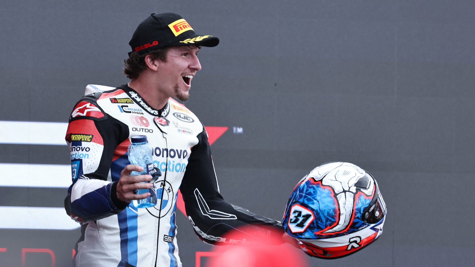 Garrett Gerloff, 2024 French WorldSBK, podium. Credit: Gold and Goose.