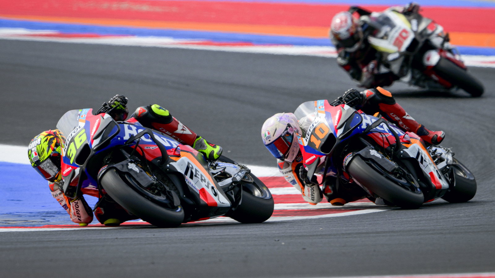 Joan Mir, Luca Marini, Takaaki Nakagami, 2024 MotoGP Emilia-Romagna Grand Prix. Credit: Gold and Goose.