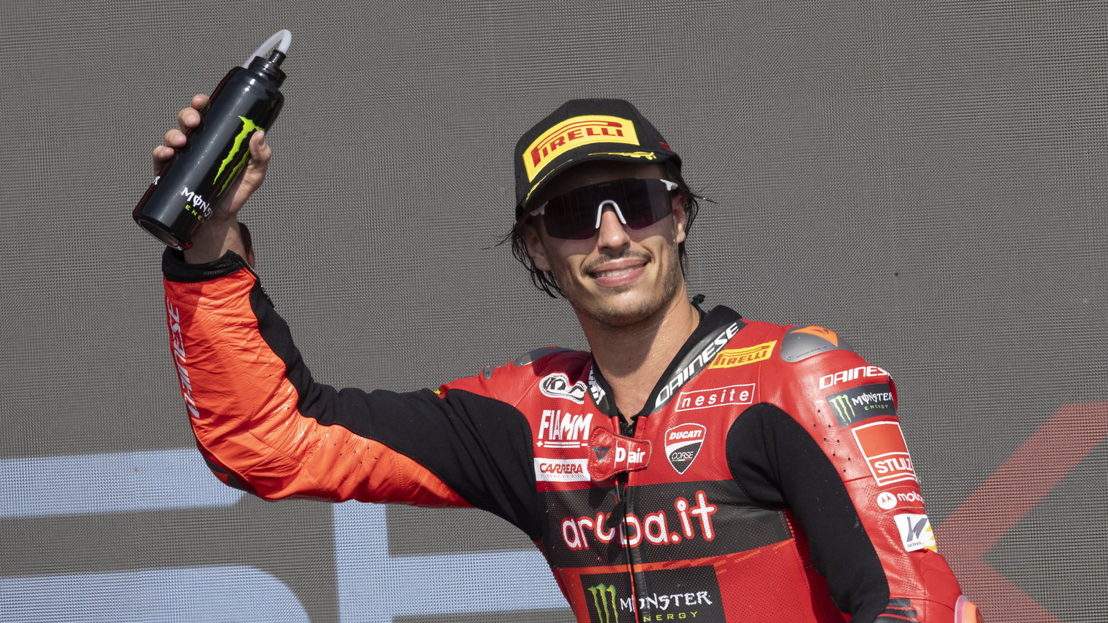 Nicolo Bulega, 2024 Italian WorldSBK, podium. Credit: Gold and Goose.