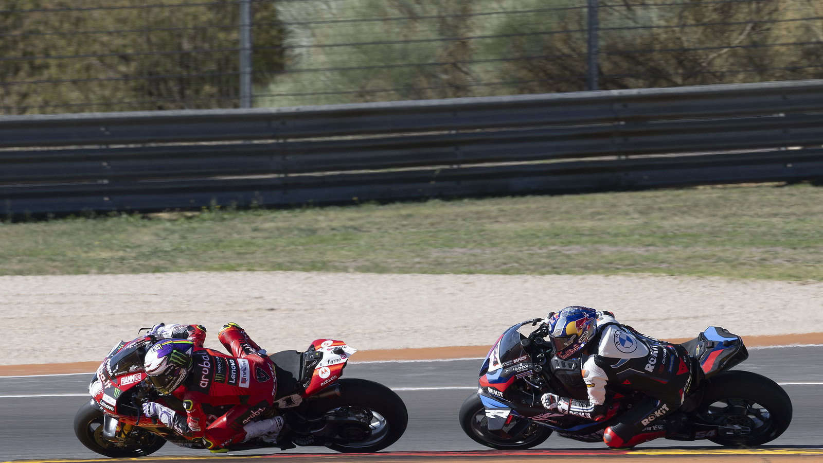 Alvaro Bautista, Toprak Razgatlioglu, 2024 Aragon WorldSBK. Credit: Gold and Goose.