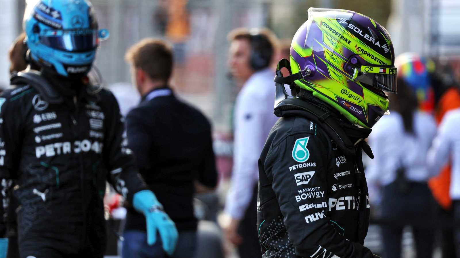 George Russell and Lewis Hamilton