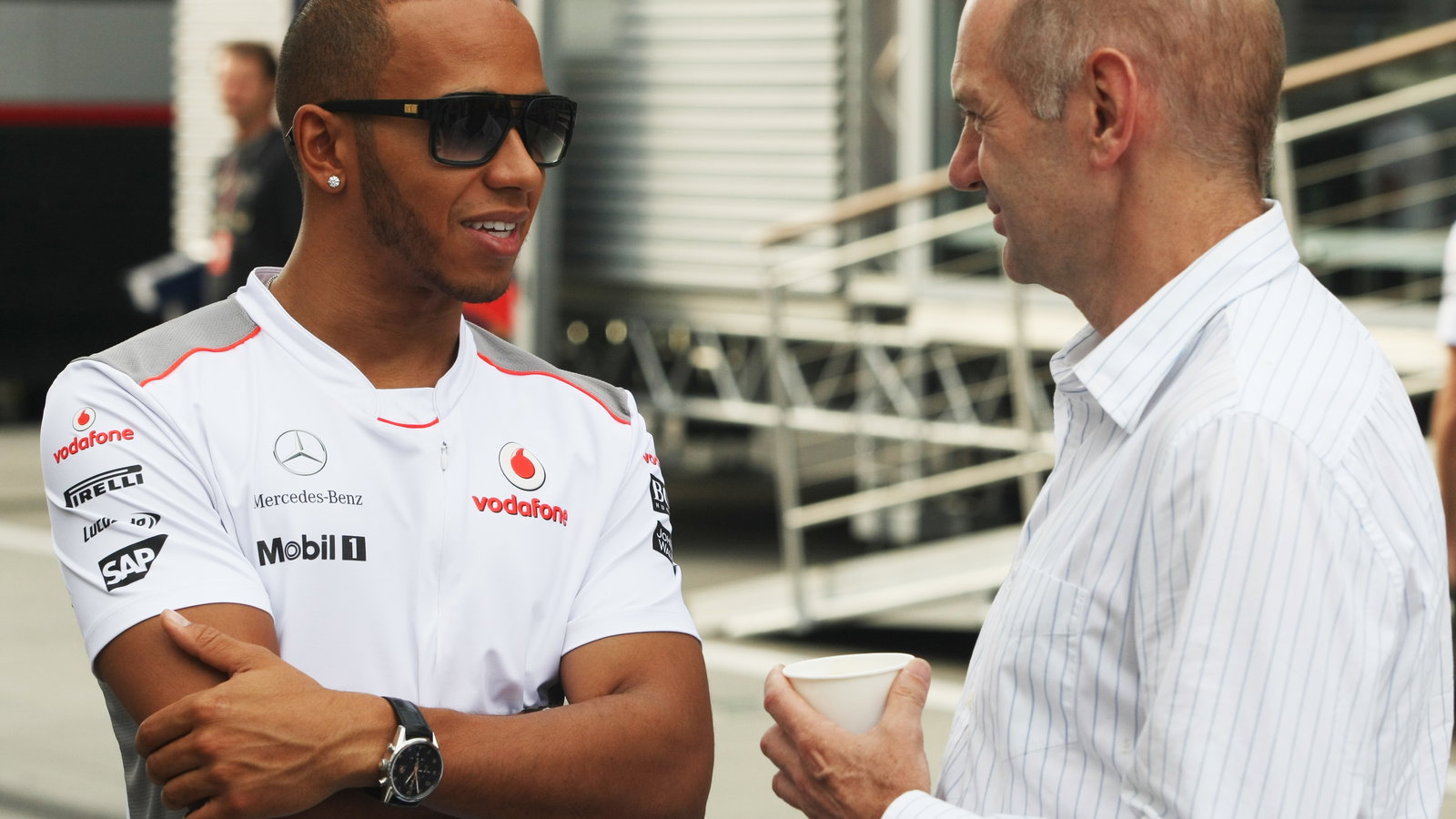 Lewis Hamilton, Adrian Newey in 2012