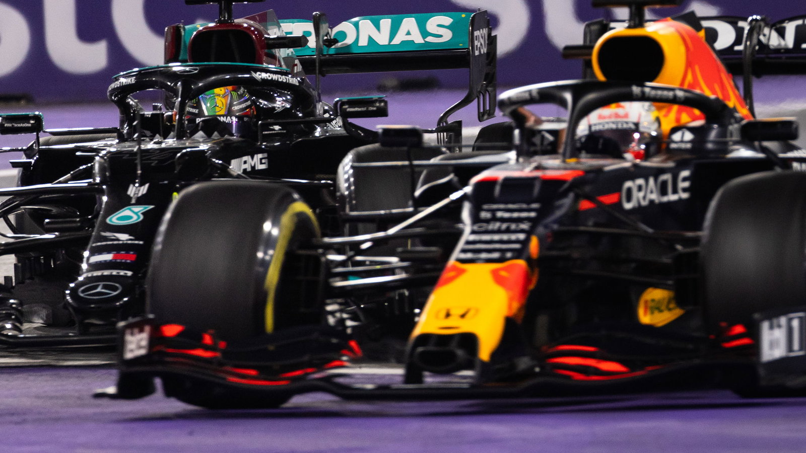 Lewis Hamilton and Max Verstappen spar in 2021