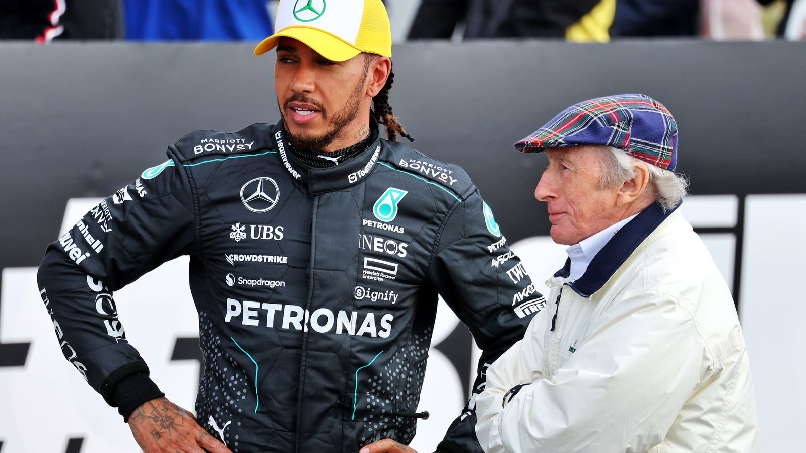 Lewis Hamilton and Sir Jackie Stewart at the British Grand Prix 