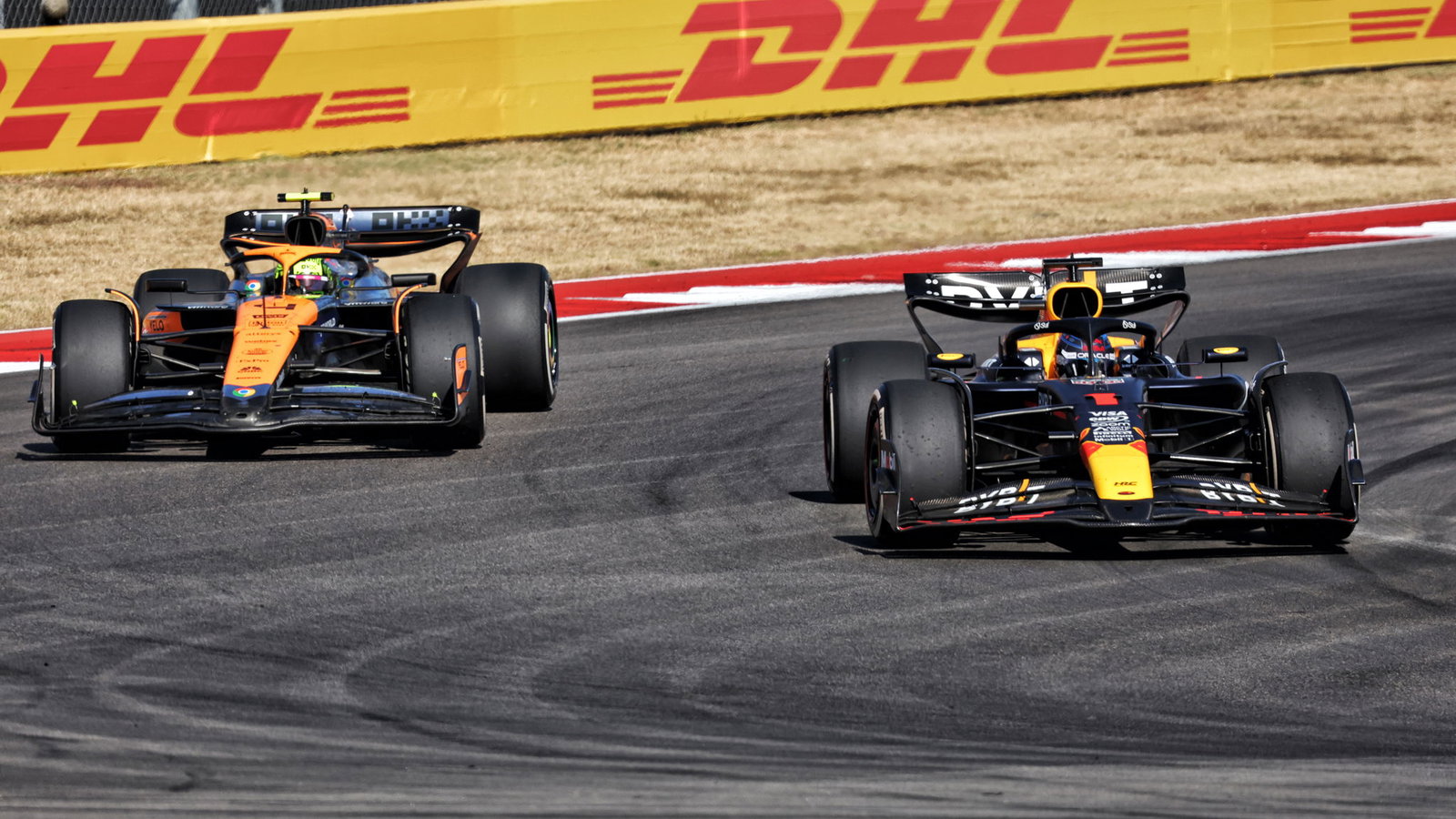 Lando Norris and Max Verstappen battle at the US GP 