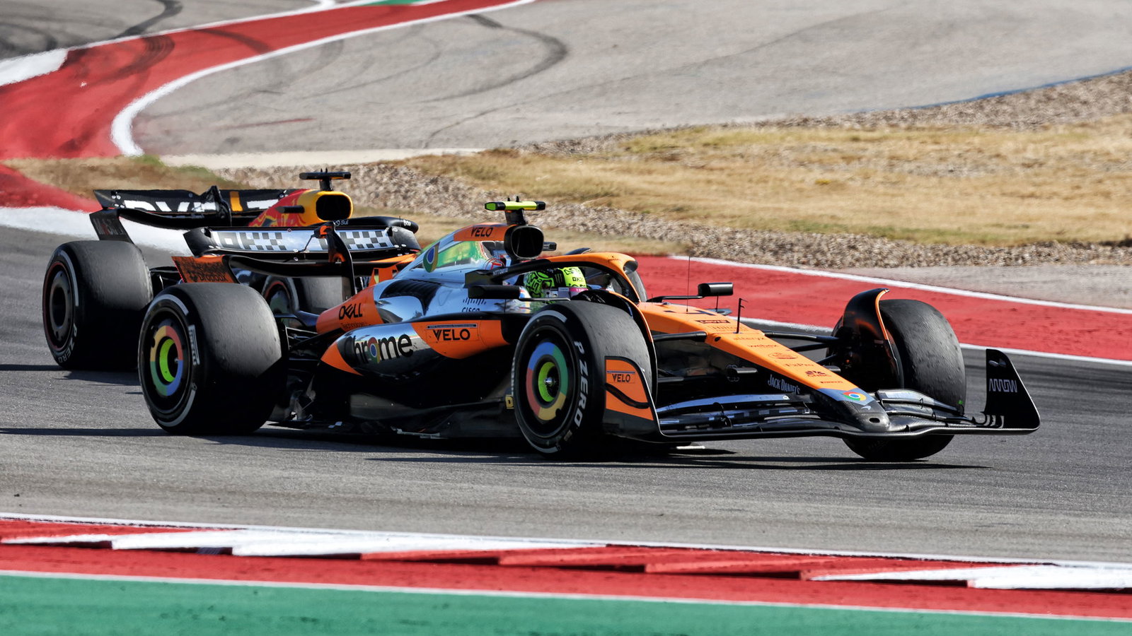 Lando Norris ahead of Max Verstappen