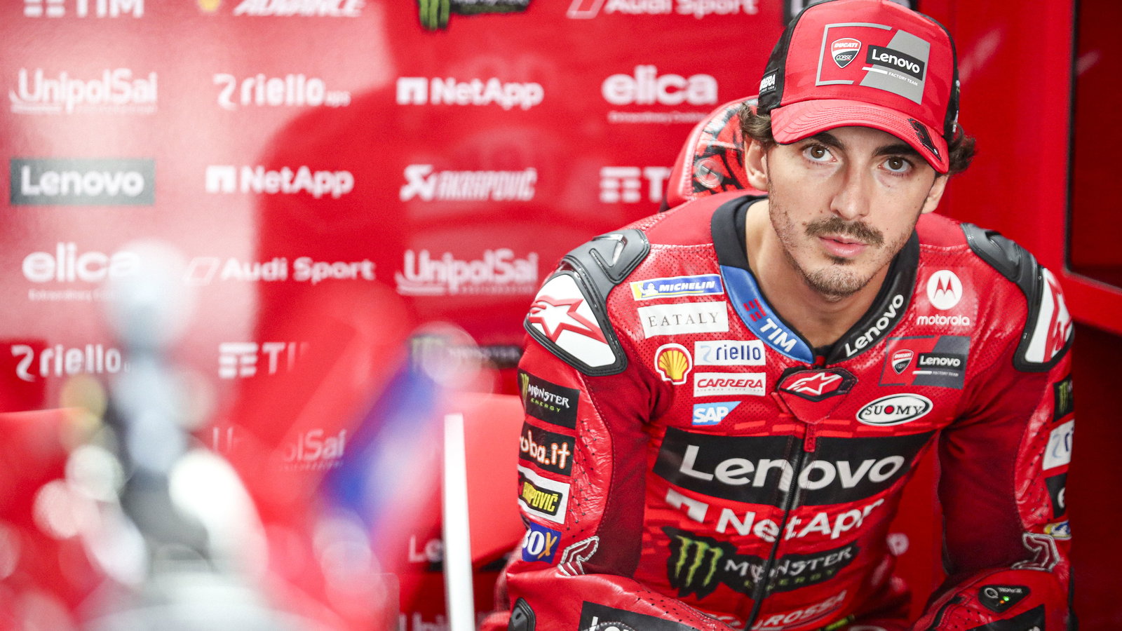 Francesco Bagnaia, 2024 MotoGP Malaysian Grand Prix, pit box. Credit: Gold and Goose.