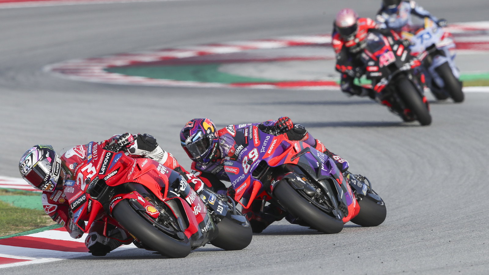 Enea Bastianini leads Jorge Martin, 2024 MotoGP Solidarity Grand Prix. Credit: Gold and Goose.