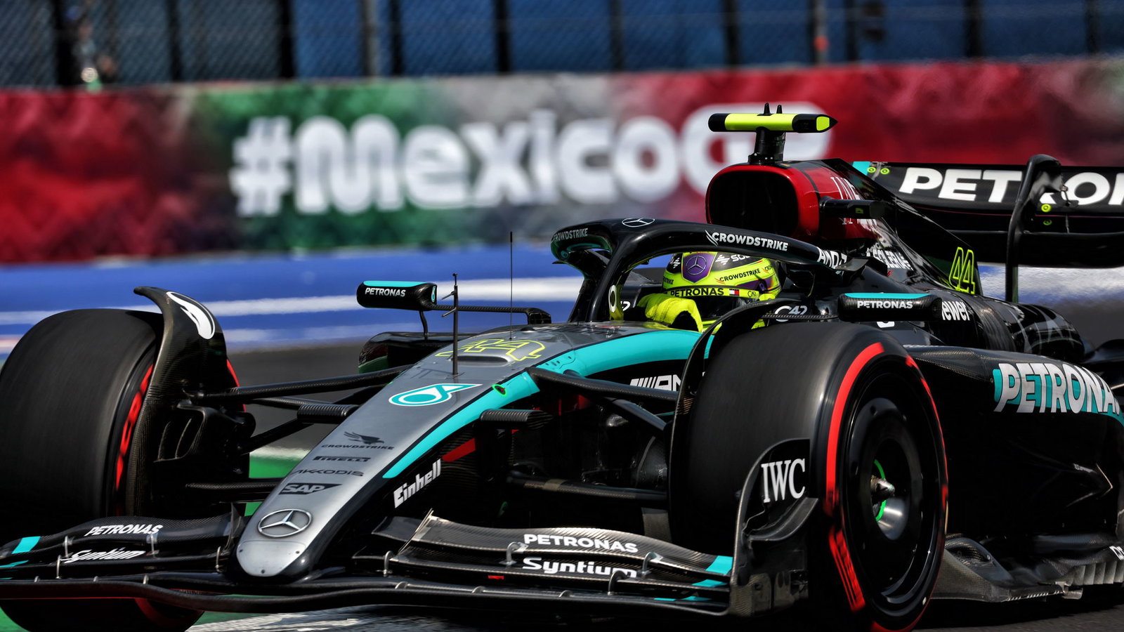 Lewis Hamilton on track for Mercedes in Mexico
