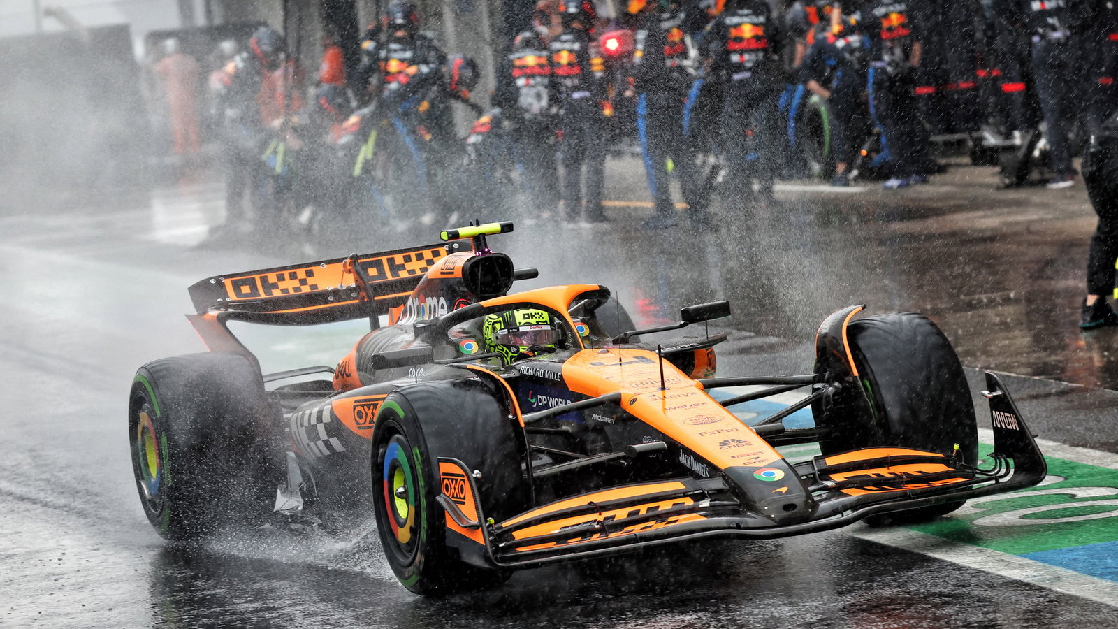 Lando Norris in the pit lane