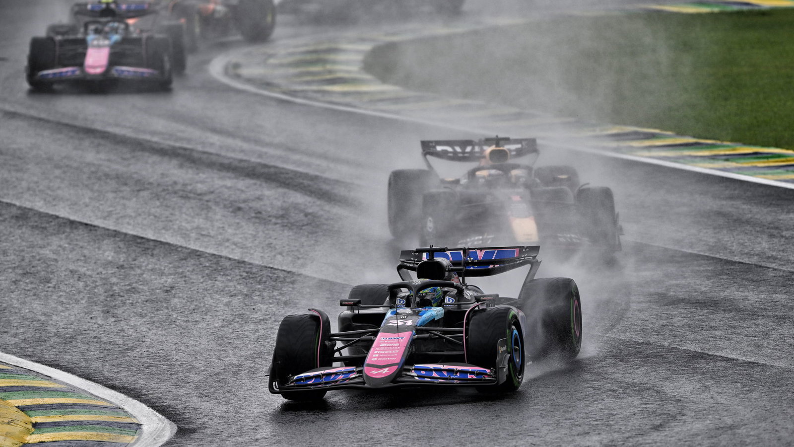 Esteban Ocon leads in Brazil