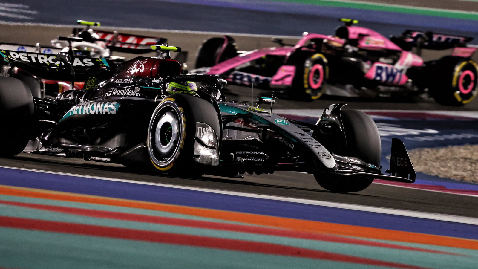 Lewis Hamilton on track in the sprint 