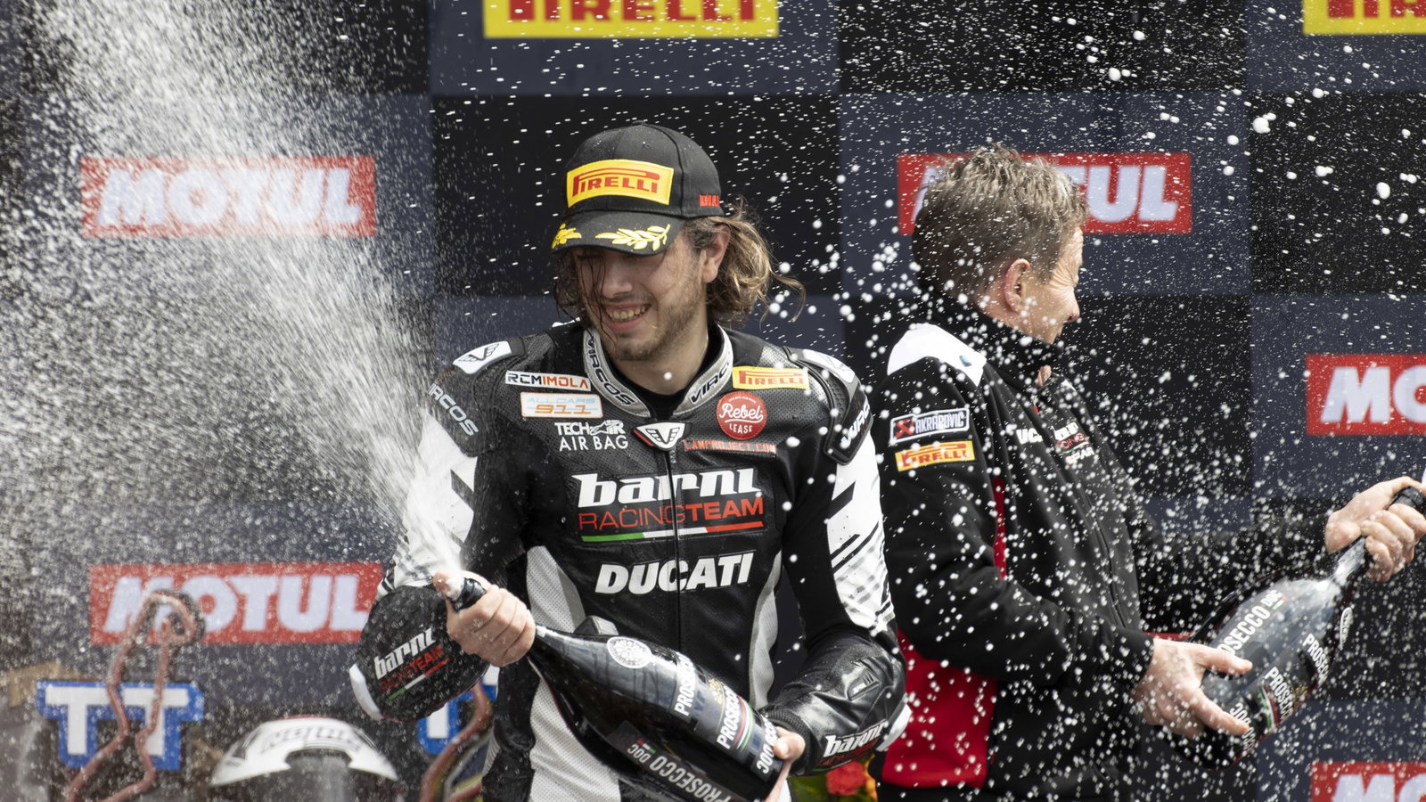 Nicholas Spinelli, 2024 Dutch WorldSBK, podium. Credit: Gold and Goose.