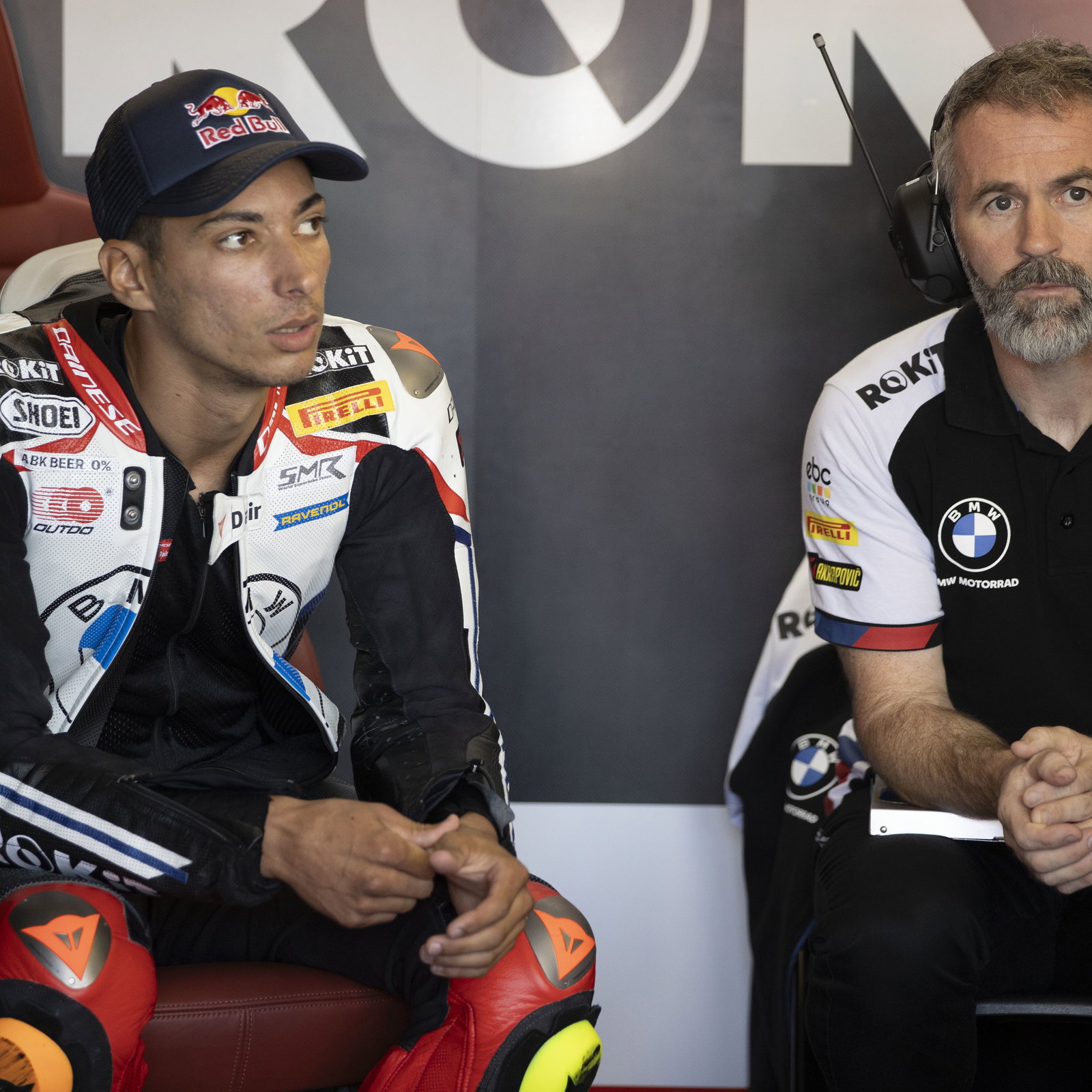 Toprak Razgatlioglu, Phil Marron, 2024 Emilia-Romagna WorldSBK, pit box. Credit: Gold and Goose.