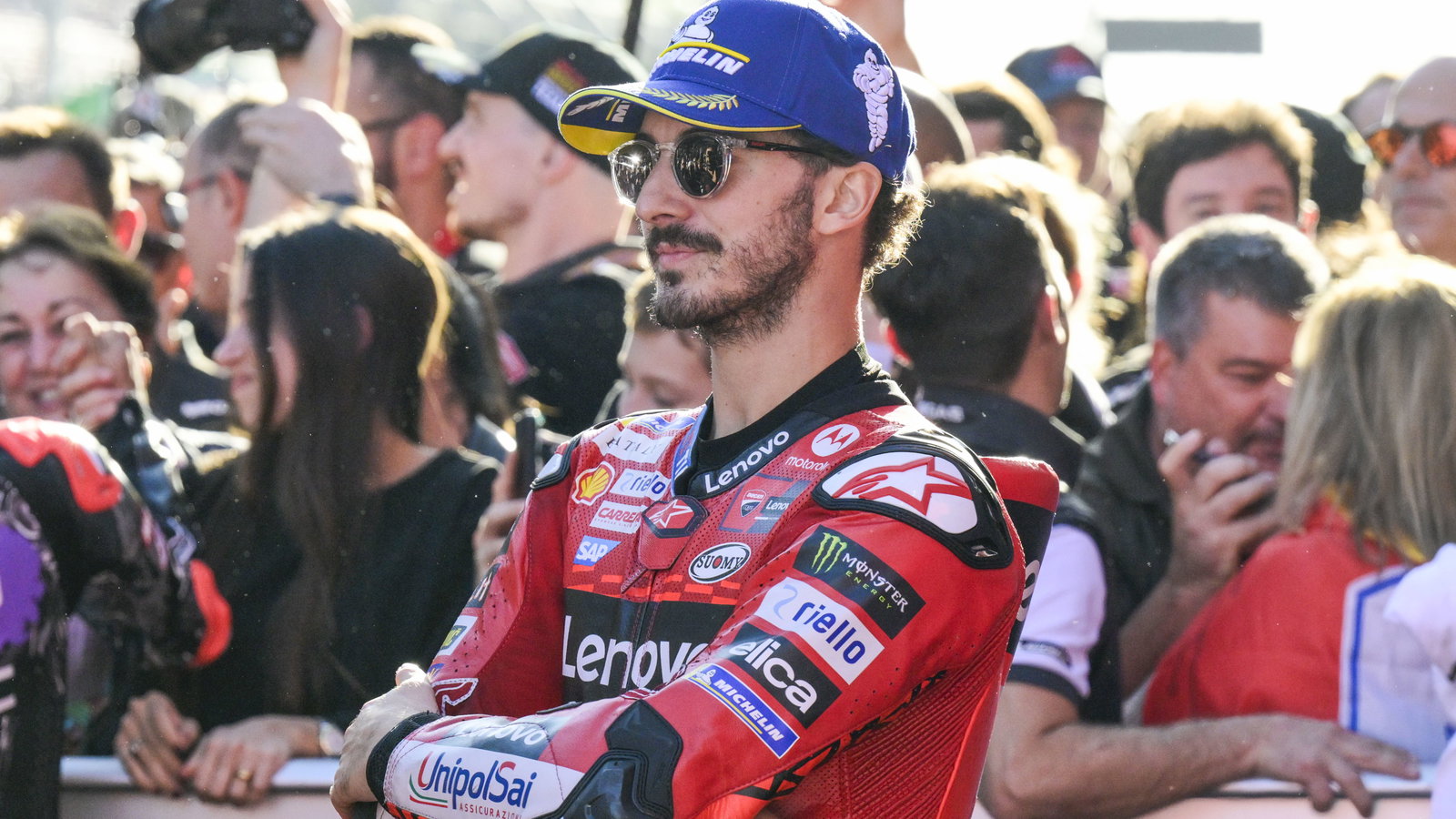 Francesco Bagnaia, 2024 MotoGP Solidarity Grand Prix, parc ferme. Credit: Gold and Goose.