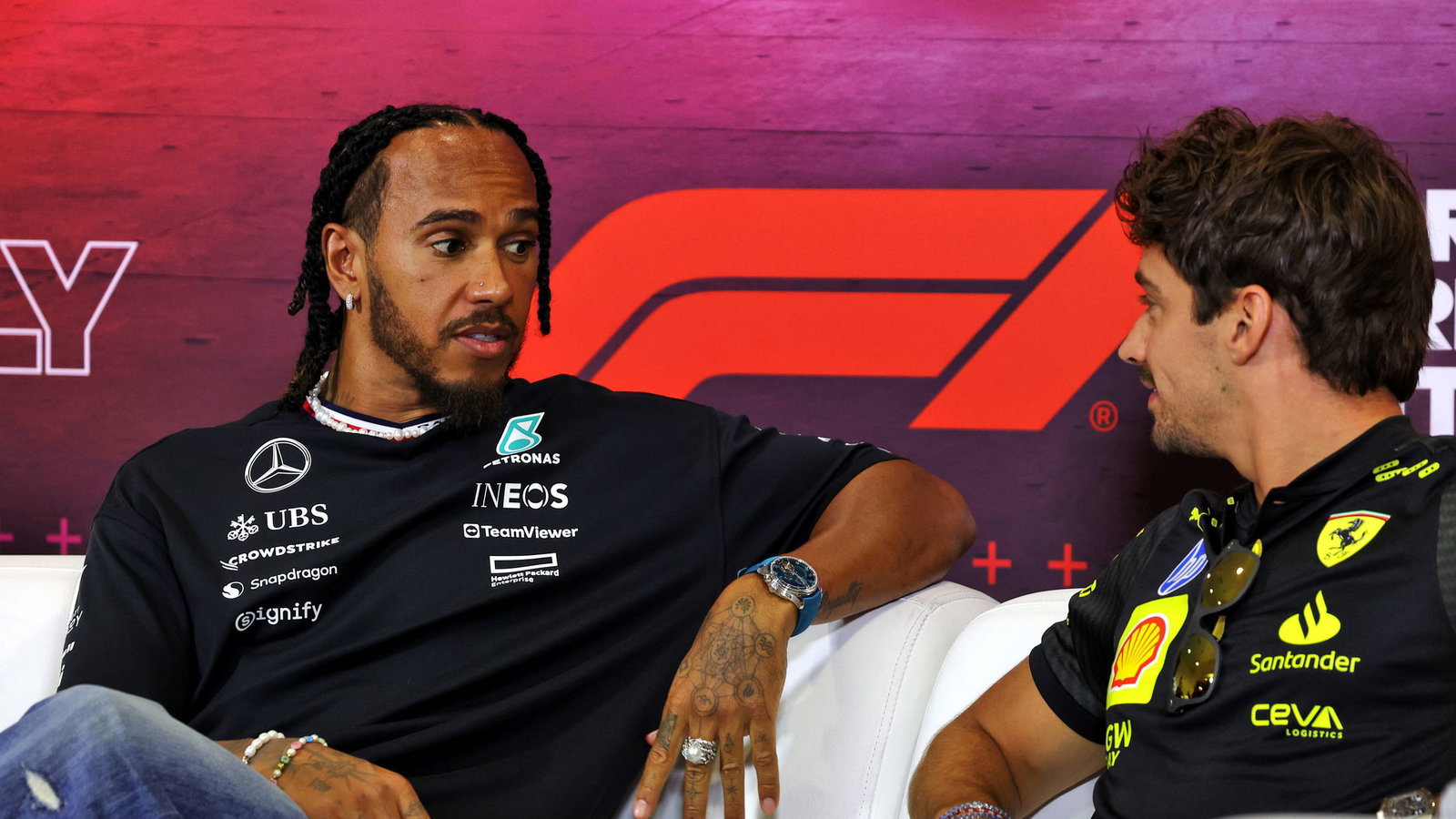 Lewis Hamilton and Charles Leclerc