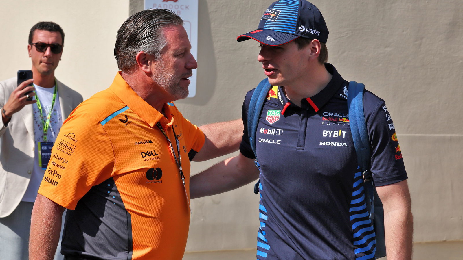 McLaren boss Zak Brown with Max Verstappen