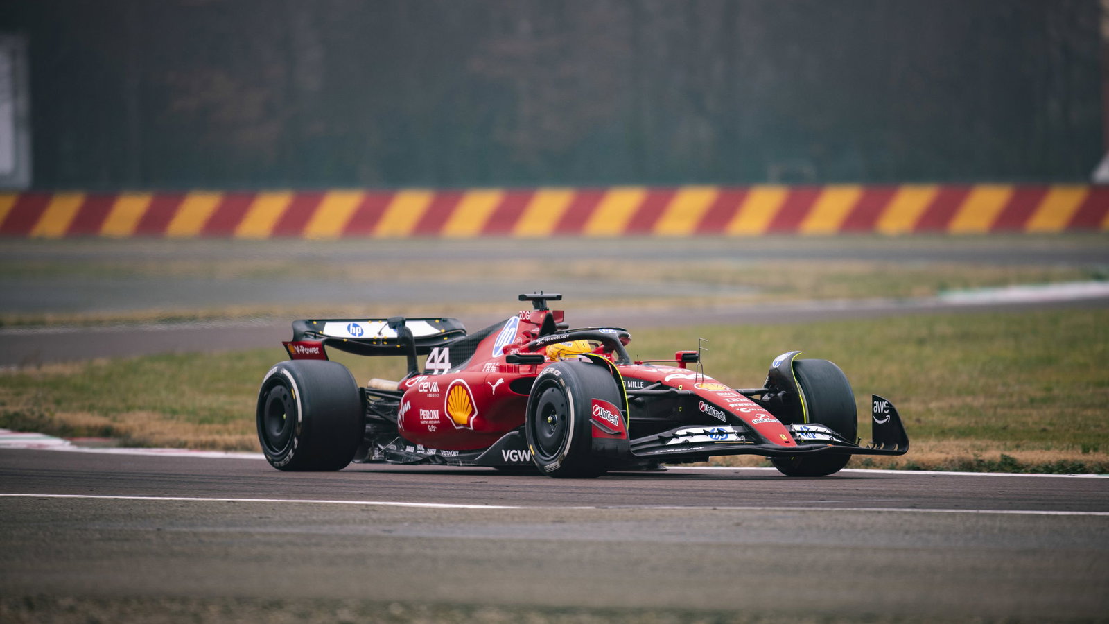 Lewis Hamilton on track in the 2023 Ferrari