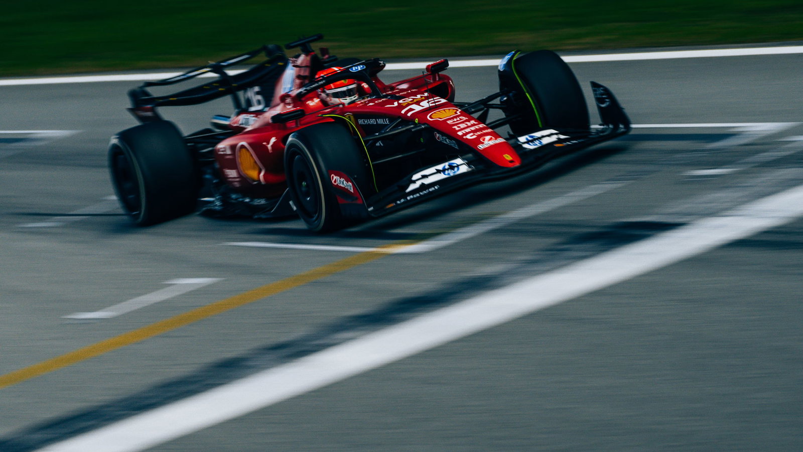 Charles Leclerc driving at Barcelona on Tuesday 