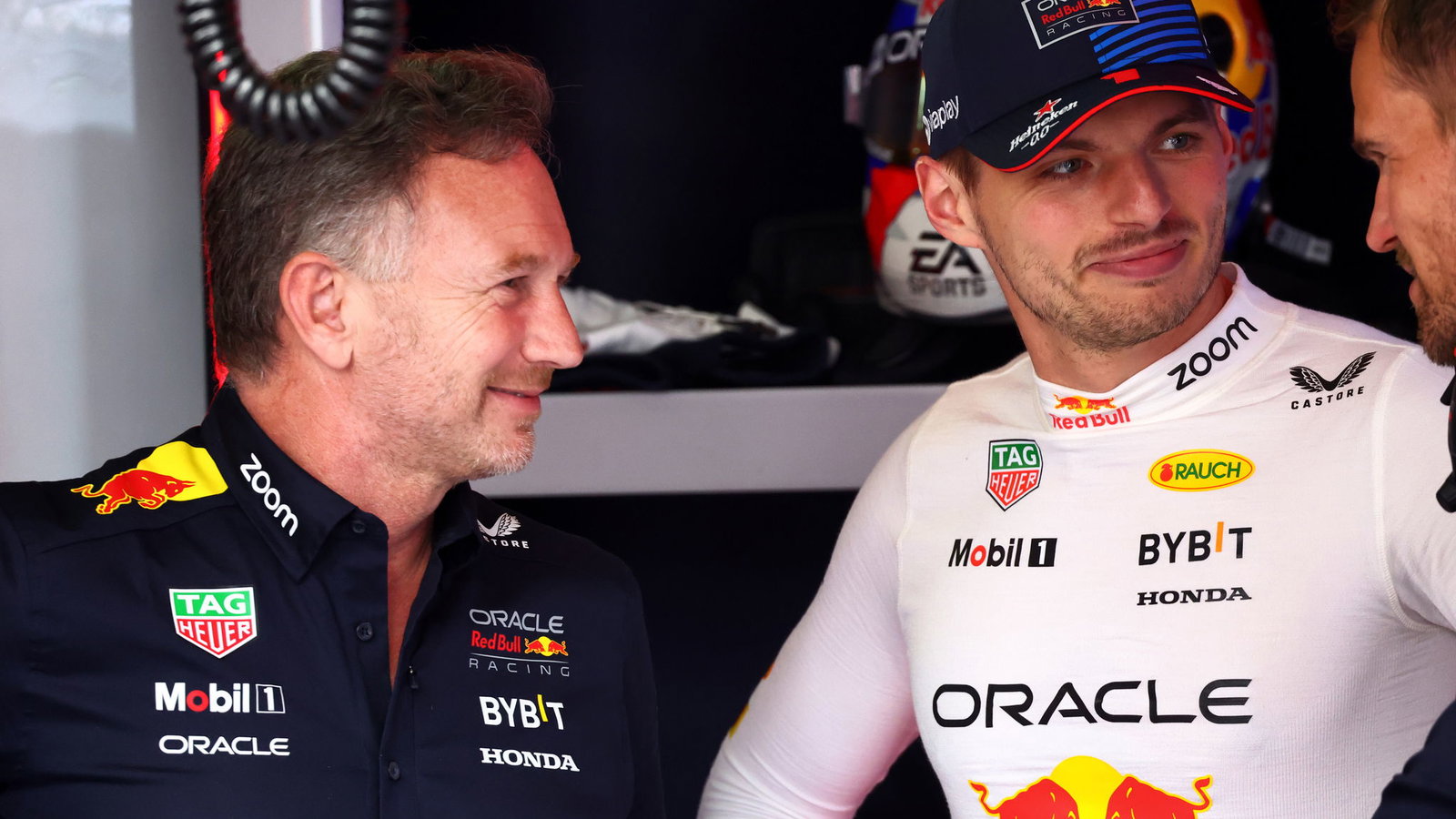 Christian Horner and Max Verstappen 