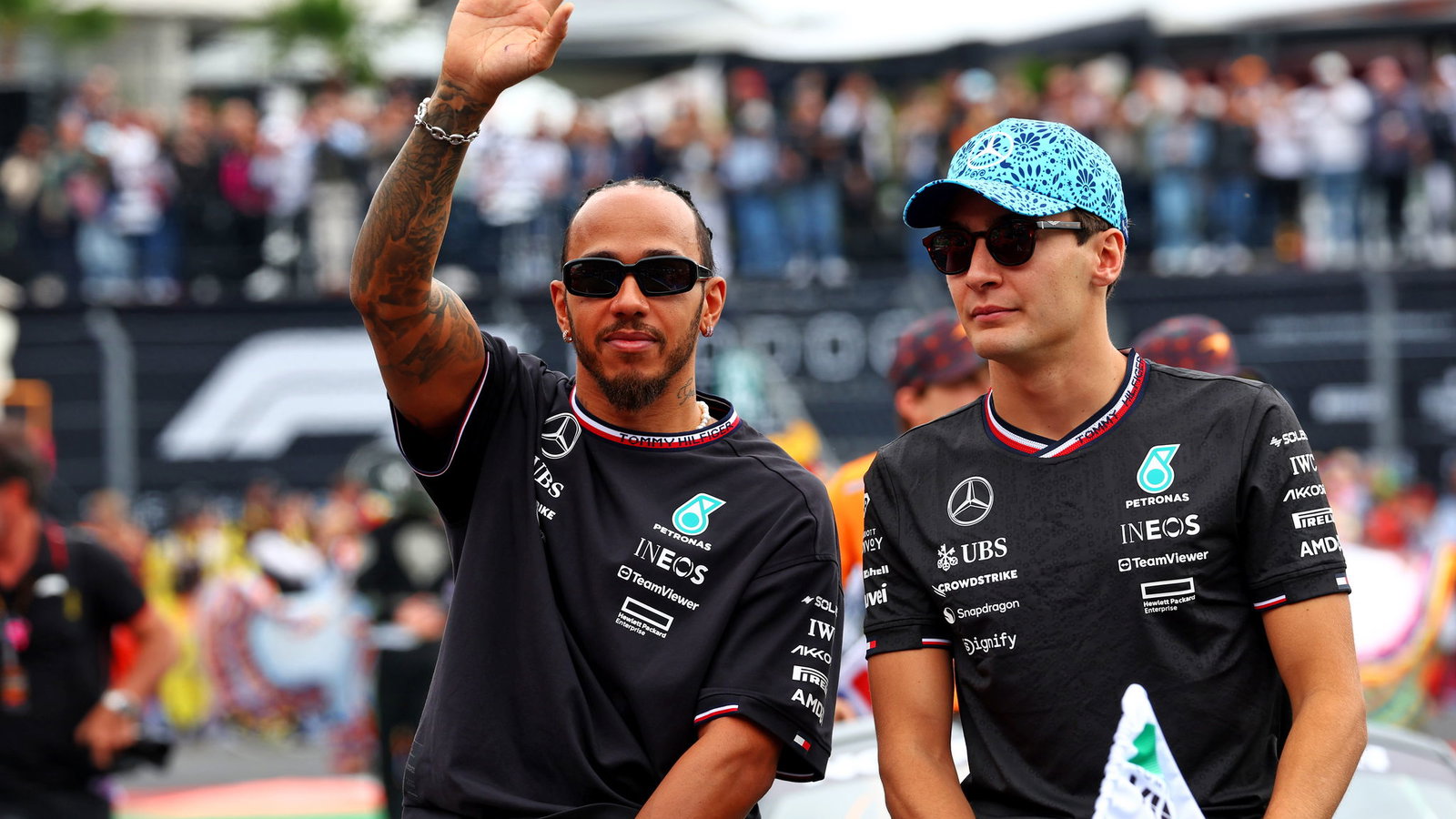 Lewis Hamilton and George Russell