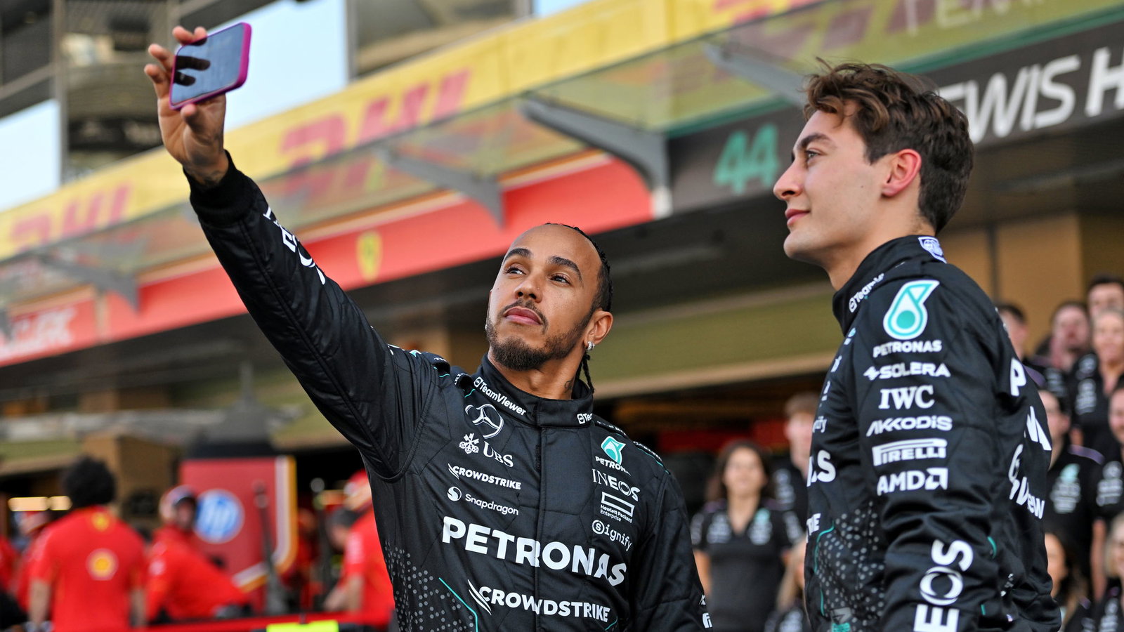 Lewis Hamilton and George Russell