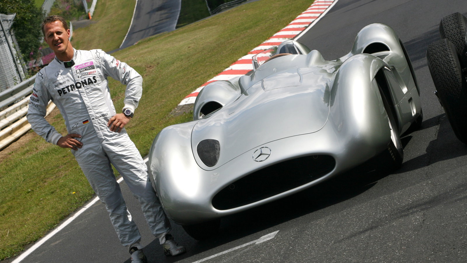 Michael Schumacher with the Mercedes 1955 W196