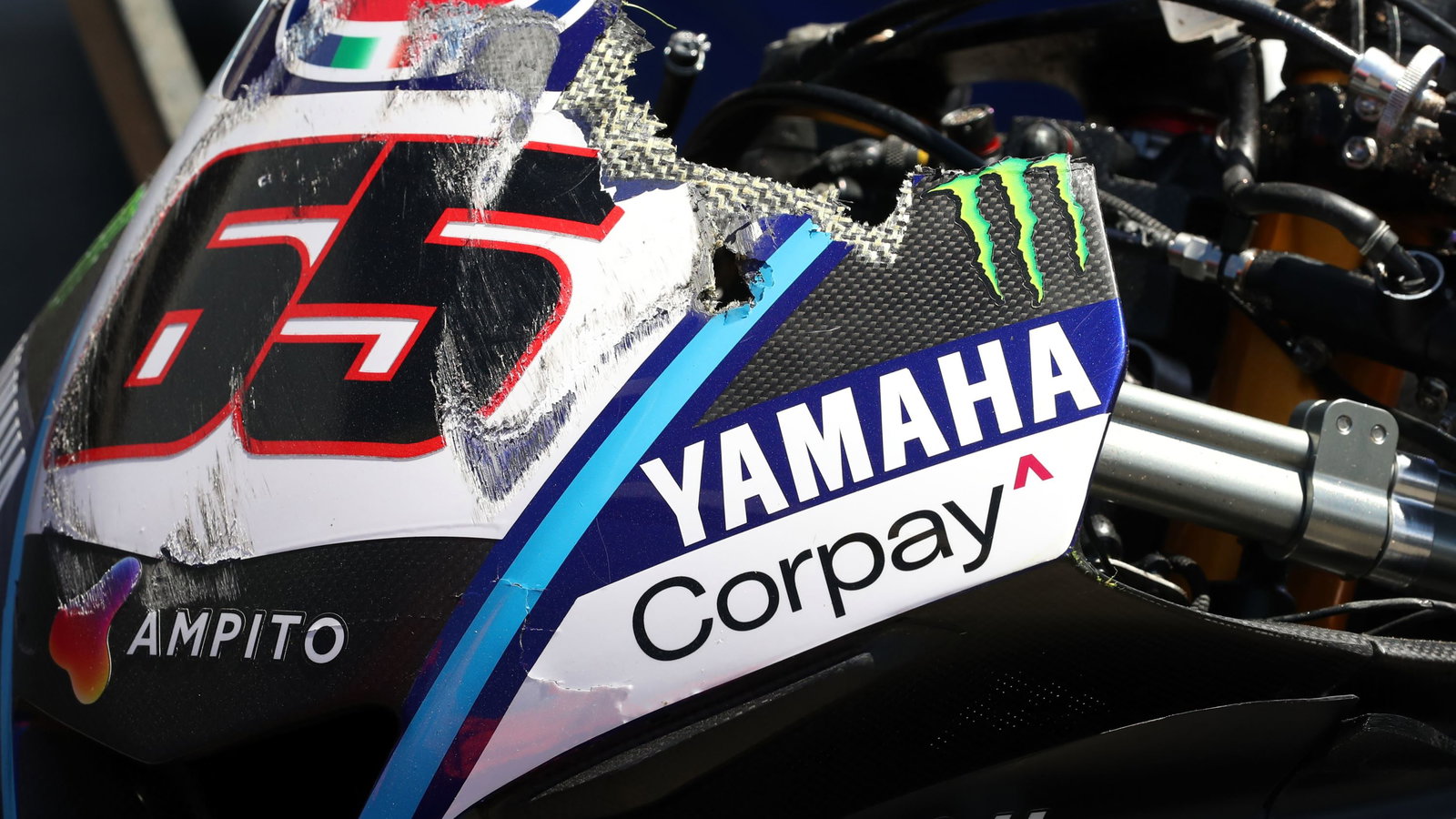 Jonathan Rea's crashed Yamaha, 2025 Phillip Island test
