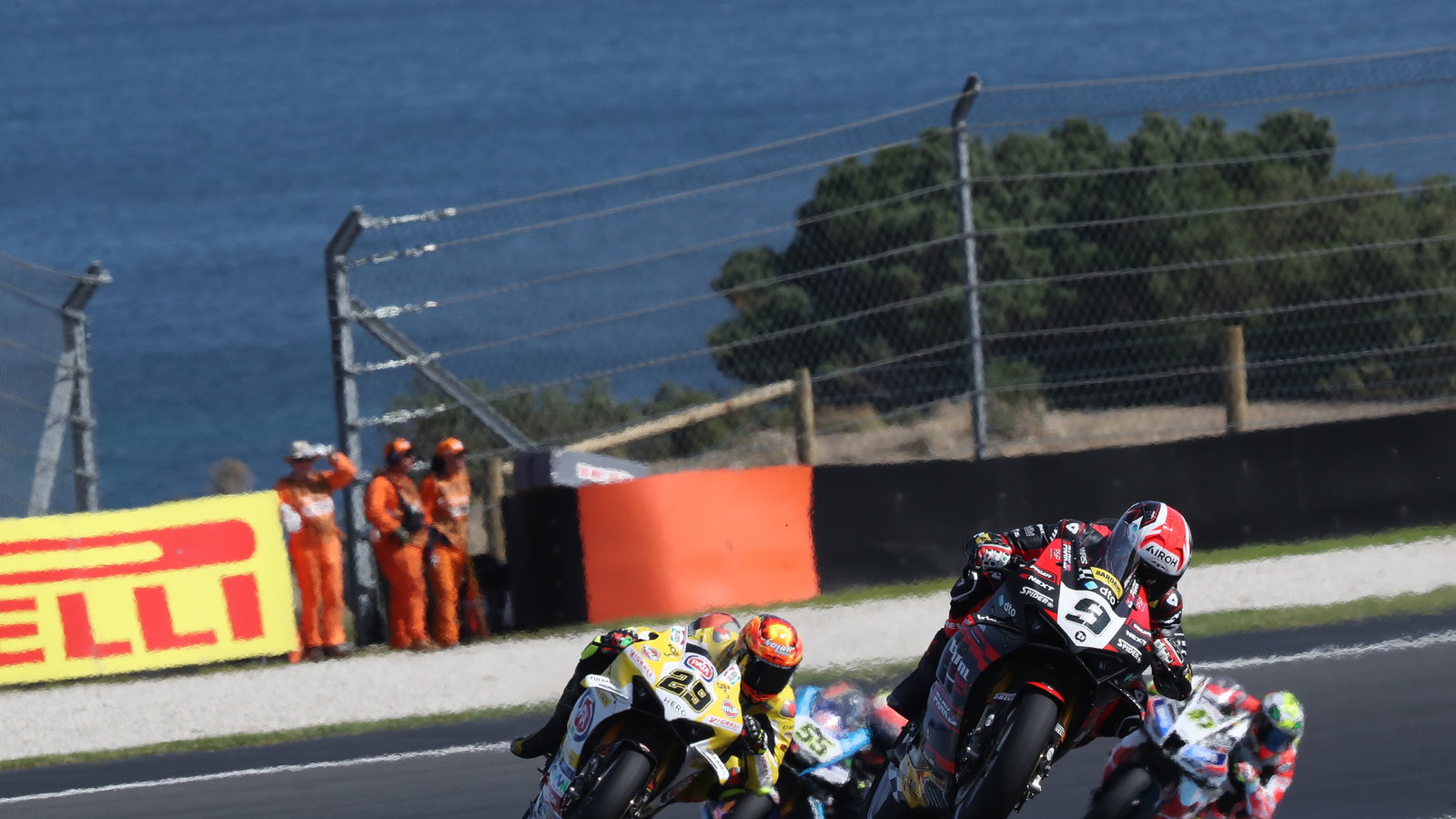 Danilo Petrucci leads Andrea Iannone, 2025 Australian WorldSBK. Credit: Gold and Goose.
