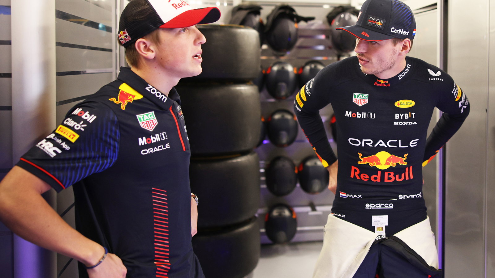 Liam Lawson and Max Verstappen