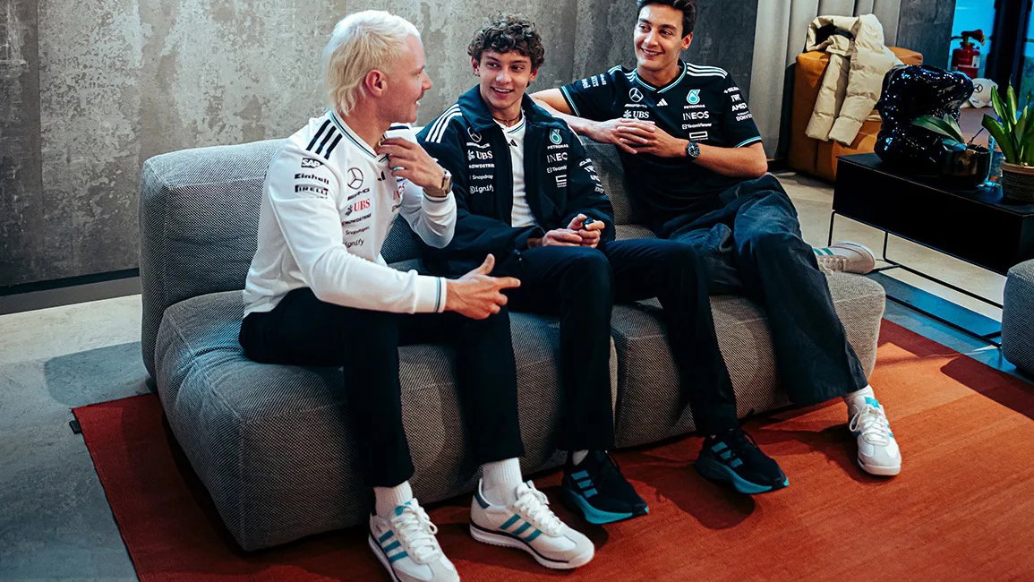 Valtteri Bottas with Kimi Antonelli and George Russell