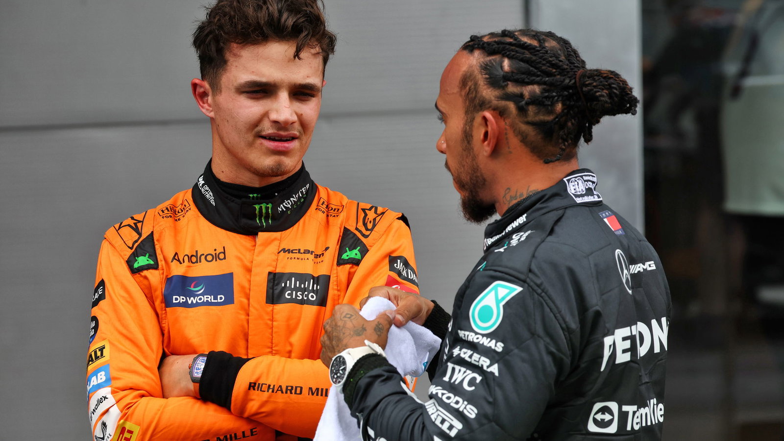 Lando Norris and Lewis Hamilton