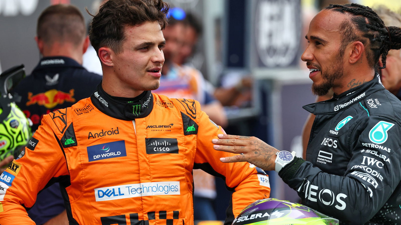 Lando Norris and Lewis Hamilton