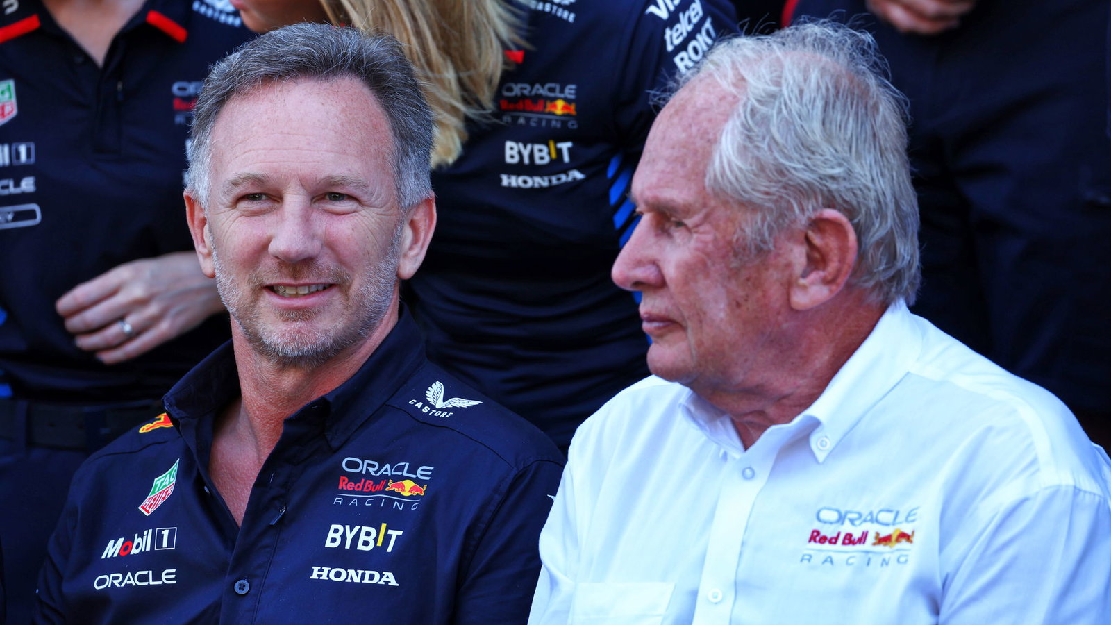 Red Bull's Christian Horner and Helmut Marko 