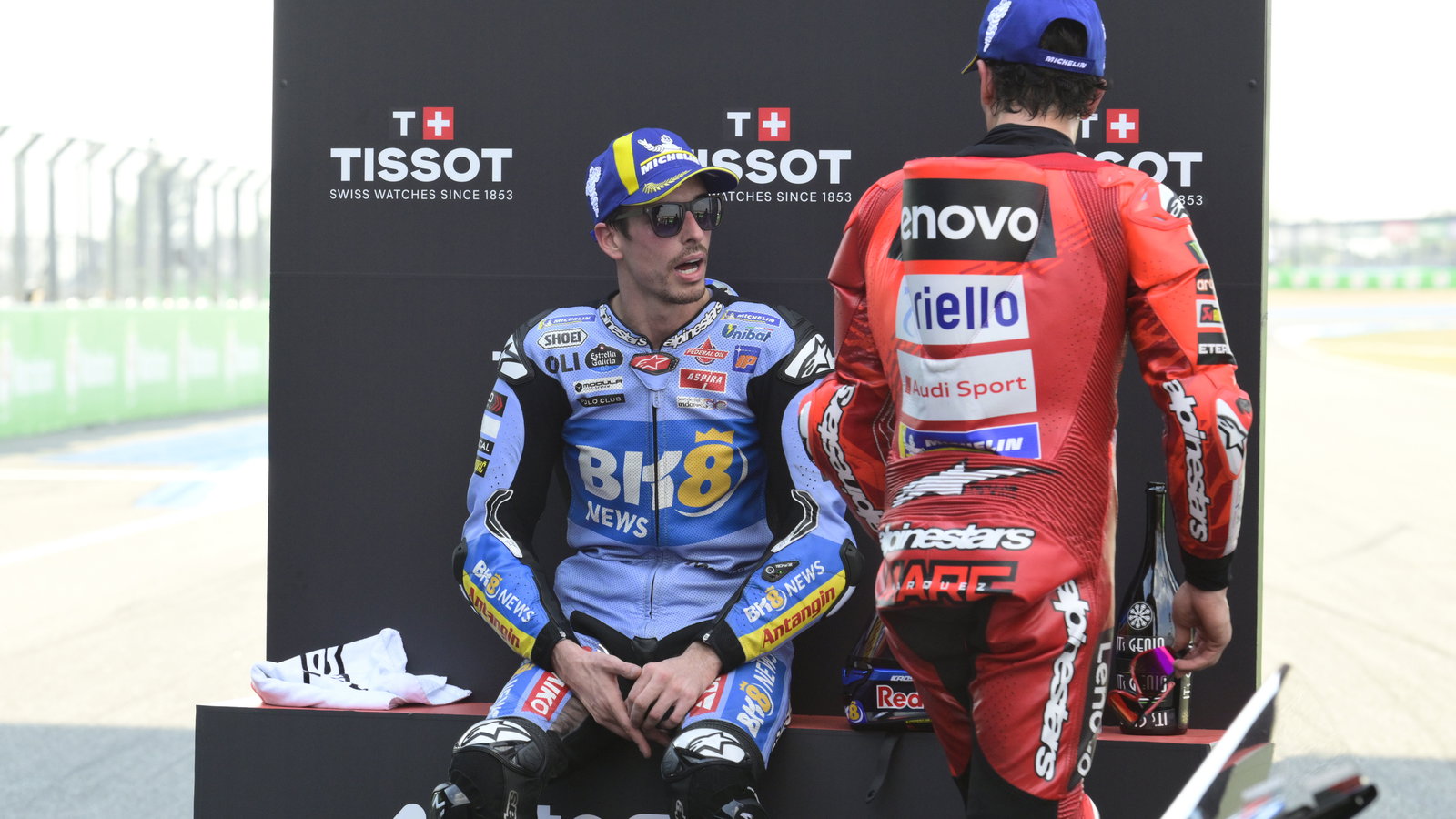 Alex Marquez, Marc Marquez, 2025 MotoGP Thai Grand Prix, Sprint podium. Credit: Gold and Goose.